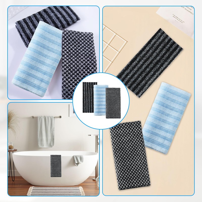 3 PCS Japanese Exfoliating Towel Exfoliating Shower Towel Extra Long