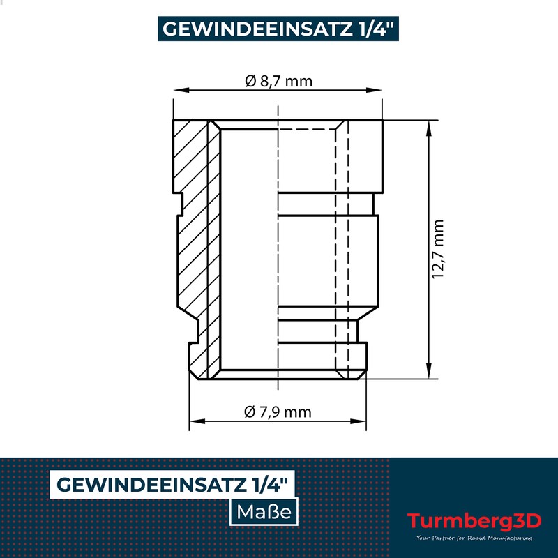 Turmberg3D - Threaded Insert 1/4" Thread Insert - Pack of