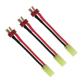 FLY RC 3 Pairs Mini Tamiya Style Connector to T Plug Male Female 16AWG Silicone Cable Wire Adapter for RC ESC Controller Car Truck FPV Lipo Battery Charging (Square Terminal is on Black Wire)