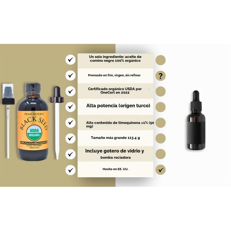 Prime Natural Aceite de Comino Negro Org?nico 118 Ml(4 Oz)