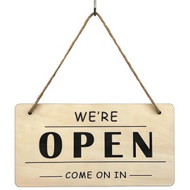 Tivleed Open Closed Sign for Shop, Two Sided Wooden Hanging Business Door Sign with Cord, 5.1in x 9.8in x 0.28in Thick Solid Wooden Vintage Style