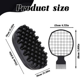 Afro Hair Sponge Brushes, Afro Sponge with 1 Pcs Grid Comb for Curls Suitable for Salon Hair Treatments Maintaining Natural Hairstyles Special Event or Photoshoot