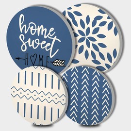 Home Sweet Home Electric Stove Burner Covers Modern Round Metal Stove Burner Covers,Set of 4,Beautiful Burner Covers,Light Blue Stove Top Covers Electric Stove Cooktop Decorative Kitchen Decor