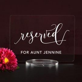 Custom Reserved Acrylic Wedding Sign - 5"H x 7"W