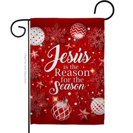 Breeze Decor Jesus is The Reason Garden Flag Winter Nativity Three King Religious Holy Family Season Wintertime Christian House Decoration Banner Small Yard Gift Double-Sided, Made in USA