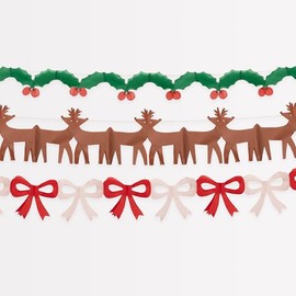 Meri Meri Tissue Paper Classic Christmas Garlands (Pack of 3), 6.5' Strand Including Excess Cord, 3 Unique Strands, Tissue Paper Garlands, Reusable Hanging Christmas Decorations