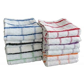 100% Egyptian Cotton Terry Tea Towel, Wonderdry Soft Big check Jumbo Thick Absorbent Kitchen Dish Cleaning Drying Cloth Pack of 3