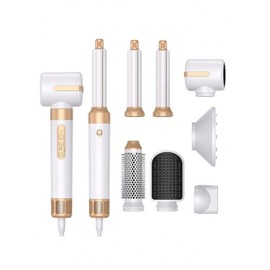 7-In-1 High Speed Brushless Blow Dryer With Auto Curler And Diffuser Brush Set - Plug(Volta: US A Type Plug(110-127V), Colour: White