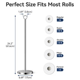 Toilet Paper Holder Stand(with Reserve Function), Free-Standing Spare Rolls Storage Holder, Stainless Steel