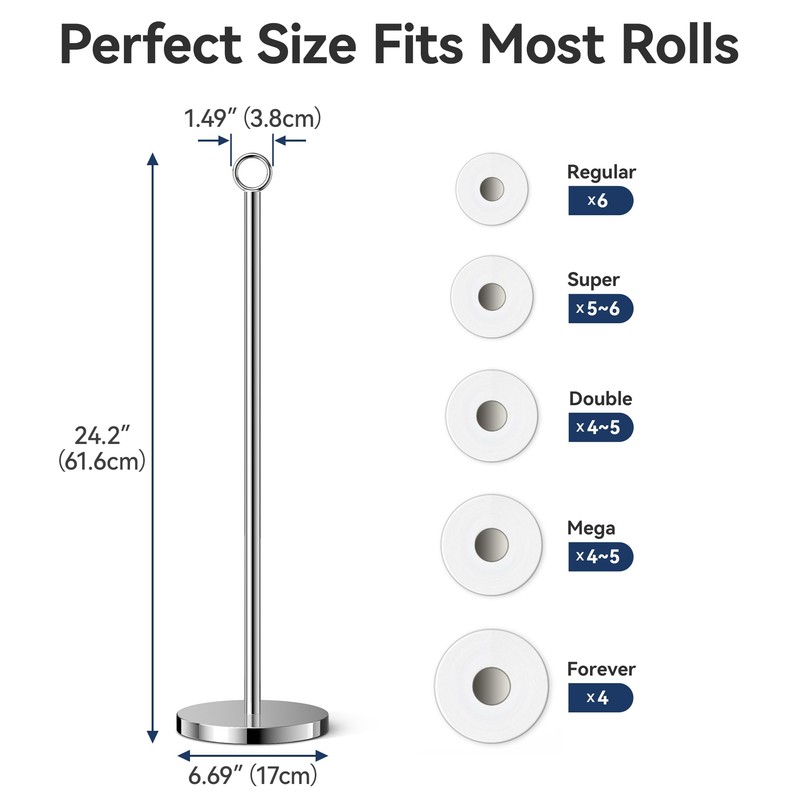 Toilet Paper Holder Stand(with Reserve Function), Free-Standing Spare Rolls Storage