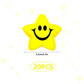 Vmxlso Pack of 20 Star Smile Face Stress Balls, Star Anti-Stress Balls, Stars Anti-Stress Balls, Stress Relief Ball for Children, Stars Crushing Ball for School Reward, Party Bag Party Favours