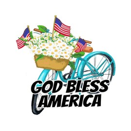 Vinyl Wall Quotes Stickers 4th of July God Bless America Bike Vintage Wall Art Stickers Home Decorations American Flag Wall Decals for Classroom Bathroom Sofa Furniture