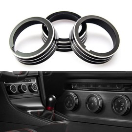 Xotic Tech Aluminum Center Console AC Climate Knob Button,Multimedia Switch Control Knob Decoration Ring Cover Trim Compatible with Volkswagen MK7 Golf/GTI 2012-2016 (Black) - 3PCS