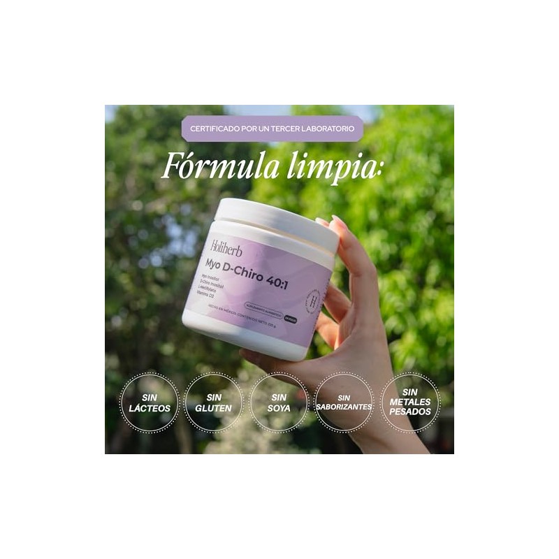 Holiherb Myo Chiro Inositol Metil Folato Suplemento Polvo Días