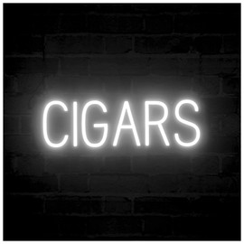 SpellBrite CIGARS Sign | Cigar-Related Sign with Neon Look, White LED Light Source | 22.3" x 6.3"