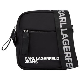 KARL LAGERFELD JEANS Men's Essential Nylon Crossbody, Black, black