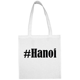 Reifen-Markt Social Network #Hanoi Hashtag Shopping Bag School Bag Gym Bag 38 x 42 cm in Black White Pink Blue Grey Yellow Red Green Beige, White