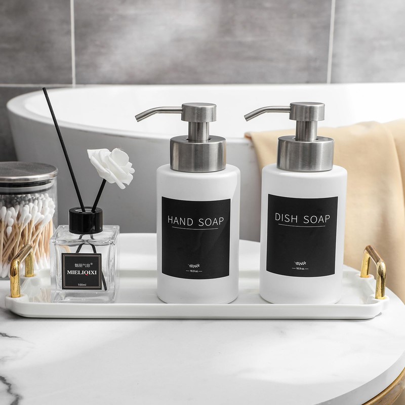 Foaming Soap Dispenser Set, 12 Oz Glass Hand Soap Dispenser