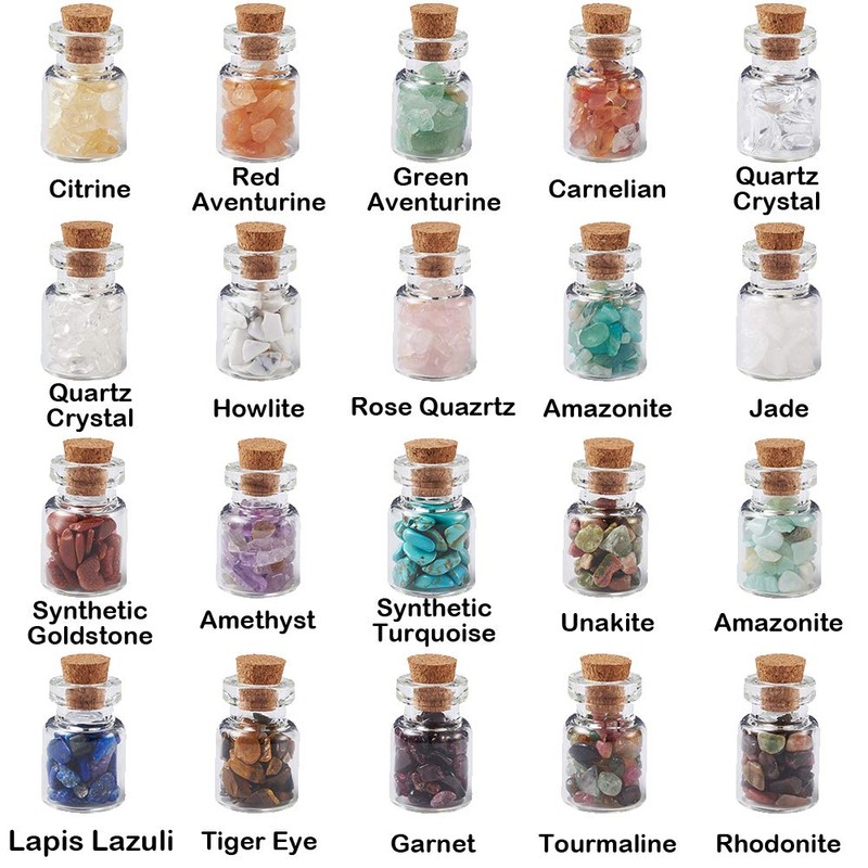 Cheriswelry Mini Gemstone Wishing Bottles Set for Jewellery Making and