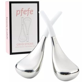 Pfefe 페페 크라이오 스틱 페이셜 스킨 케어 스 글로브 여성용 스테인리스 스틸 페이스 뷰티 도구 에스테틱 용품 Pepe Cryo Stick Facial Skin Care Glove Women's Stainless Steel Face Beauty Tool Aesthetic Supplies [White]