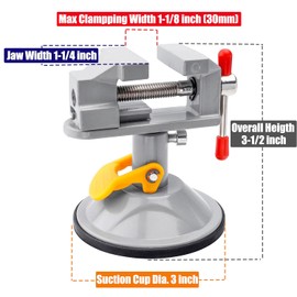 Treki Universal Mini Bench Vise, 360 Degree Small Table Top Vice Mini Suction Vise Clamp Mini Drill Press Vise Suction Cup for Jewelry Nuclear Watch Repairing DIY Craft Sculpture Clip