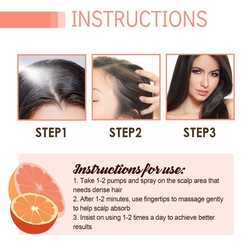 3pcs Grapefruit Thicker Hair Lotion Spray 100ml Smoothing Nourishing Hair