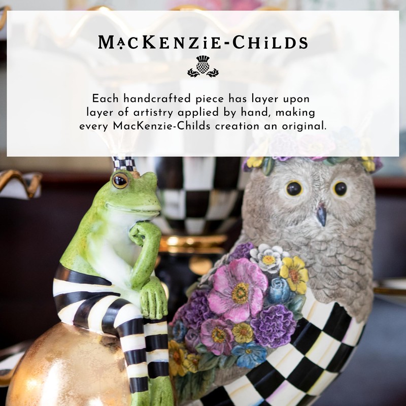 MACKENZIE-CHILDS Fergal Frog on Ball, Cute Frog Statue, Unique Frog