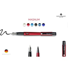 DIPLOMAT - Magnum - Fountain Pen in Stainless Steel - Burned Red - Resistant and Elegant - 2 Years Warranty