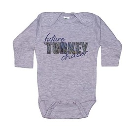 Ebenezer Fire Hunting Baby Onesie/Future Turkey Chaser/Baby Turkey Outfit/Turkey Hunter Baby Bodysuit/Unisex Infant Romper (Grey LS, 12-18M)