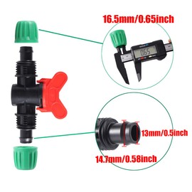 FULAIERGD Drip Irrigation Switch Valve for 1/2 Inch Drip Hose (1/2 Inch ID x 0.6-0.63 Inch OD) 16 mm Barbed Gate Valve Pack of 5