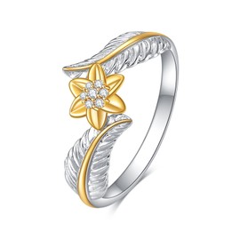 Sunflower Daisy You are My Sunshine Ring for Women Girls Sterling Silver Cubic Zircon Feather Ring Jewellery Gifts