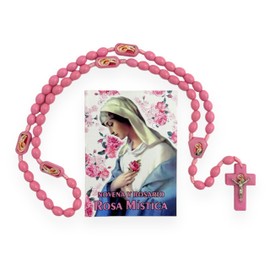 Gigi's Classy Kids La Novena de La Virgen Rosa Mistica con Rosario de Madera 2 Pc Set Virgen Mystic Rose Prayer Book in Spanish Wood Rosary
