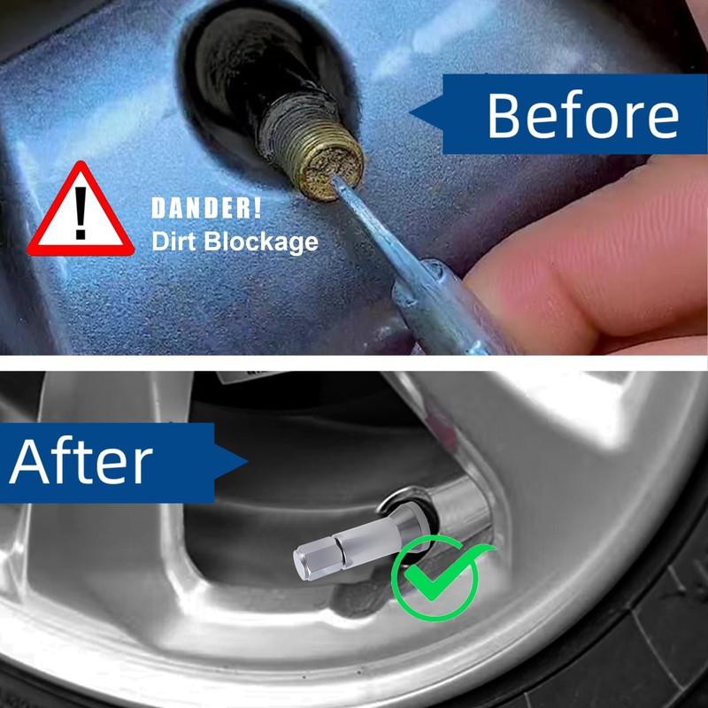 QILISEN Chrome Tire Valve Stem Caps 5 Pack - C20018