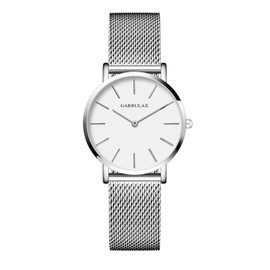 Garrulax Women's Ultra Thin Case Analogue Quartz Watch 36 mm, Silver, white surface, silver bracelet, Bracelet