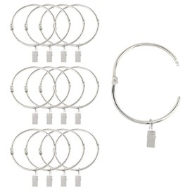 Suneration 12 Pack Openable Curtain Rings with Clips Metal Hangers Ring 3 inch Interior Diameter Rust Proof for Heavy Duty Vintage Decorative Drapery Eyelet Curtain Rods Silver