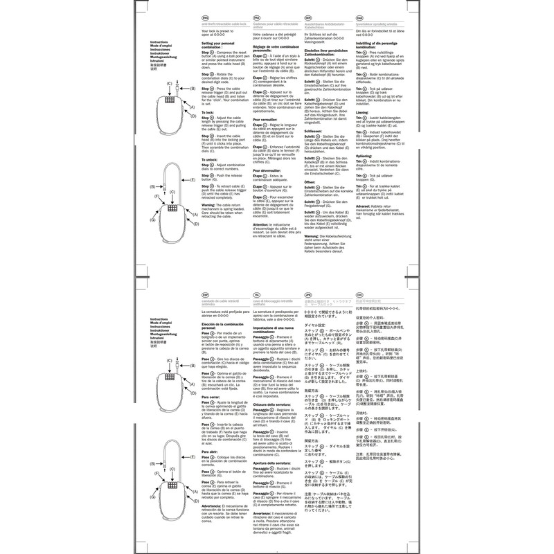 Bosvision Ultra-Secure 4-digit Combination Lock with 3 Feet Retractable Cable