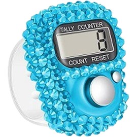 ZGLUZP Blue Electronic Finger Tally Counter, Portable Digital Display Tally Counter, Convenient Finger Clicker Counter, Resettable Mini Lap Counter for Golf Goods Counting Lap Knitting Accessories