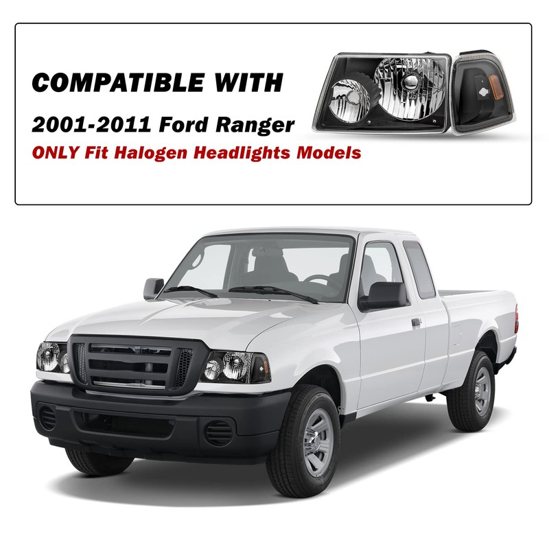 SOCKIR Headlight Set for 01-11 Ford Ranger Passenger and Driver