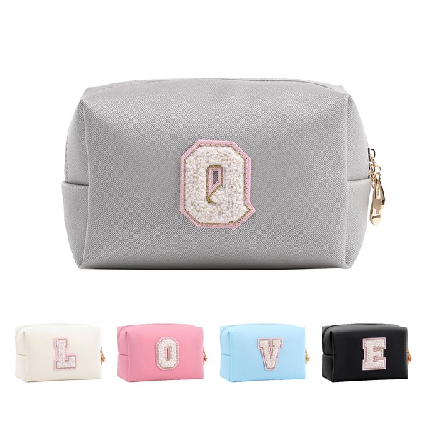 Hbhhpov Small Personalized Initial Letter Makeup Bag,Cute Waterproof PU Leather