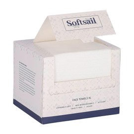 SOFTSAIL XL Disposable Viscose Face Towels - 50 Wipes, Ultra Soft, Biodegradable, for Makeup Removal & Facial Cleansing, Double-Sided, 25 x 30 cm