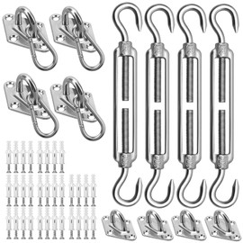 M6 Awning Fixing Kit, 80 Heavy Duty Awning Canopy Stainless Steel Hardware Kit for Triangle and Square Rectangle Sun Shade Sail Fixing Accessories