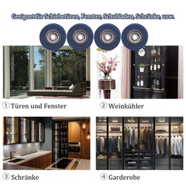 U-Groove Pulley, Pack of 4, 5 x 25.5 x 8.5 mm, U-Groove Roller Guide Wheel, Nylon Guide Roller Wheel Ball for Doors and Windows, Cupboards, Drawers, Blue