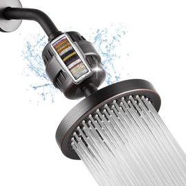 Juego de Cabezal de Ducha con Filtro de Alta Presión, Filtro de Ducha tipo lluvia de 6 Pulgadas para Agua Dura, Cabezal de Ducha Redondo Universal, Br