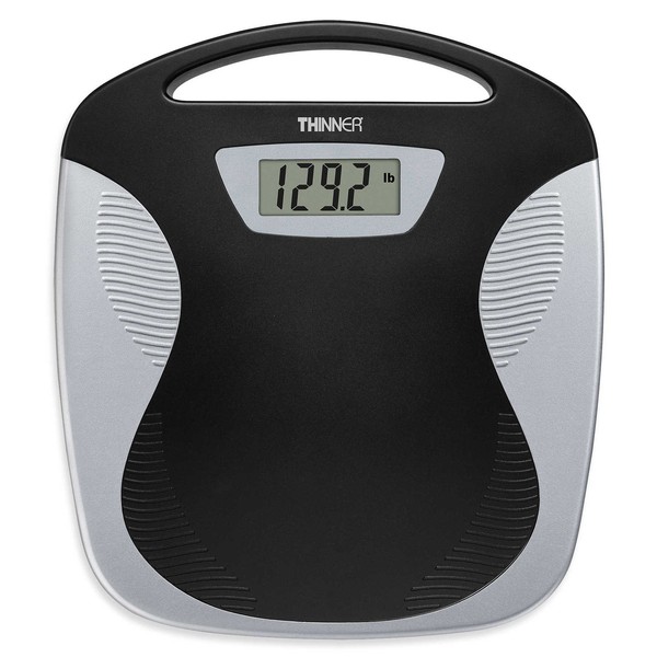 Conair Thinner TH280 Digital Precision LED Portable Bathroom Scale, Black/Silver