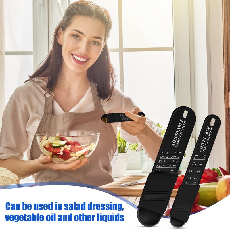 6 Pcs Adjustable Measuring Spoon Plastic Tablespoon and Teaspoon Set