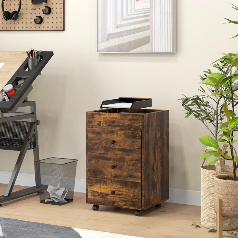 FocusOnHome 3 Drawer Home Office Storage Cabinet, Office Drawer on