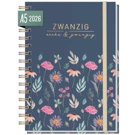 Häfft® Lieblings-Timer Calendar 2026 A5 "Flying Flowers" Hardcover Diary Spiral Calendar Weekly Planner Ring Binder Planner Sustainable & Climate Friendly