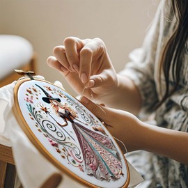 Roioiow Witch Embroidery Kit – Complete Embroidery Material Set, for DIY Hand Embroidery Cross Stitch, Ideal for Beginners Women Girls (Front Witch)