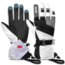 JEKOSEN Guantes de esquí 2024 para clima frío invierno mantener caliente guantes de nieve impermeables para visualización táctil de snowboard para hombres y mujeres, Blanco, M