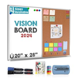Besso Vision Board 2024: Dry Erase Cork Board Combo Set - 20" x 28" Magnetic ...